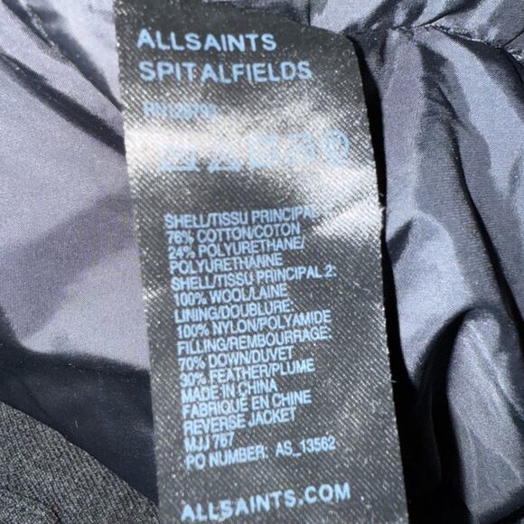 ALL SAINTS Spitalfields Men's Wool and Faux Leather Down Filled Parka Size XL - Picture 7 of 9